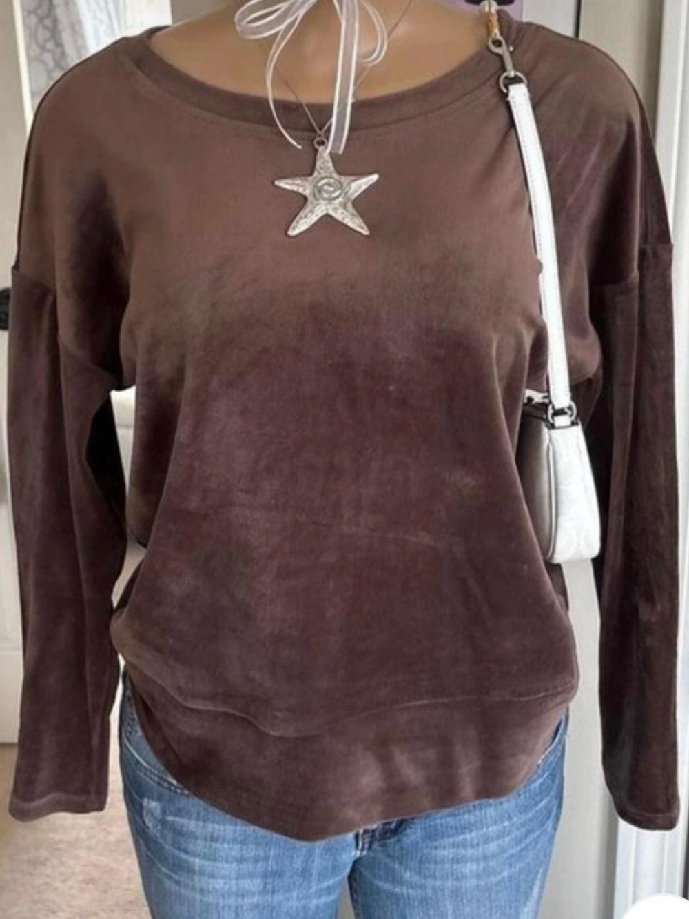 y2k Brown Velour Top